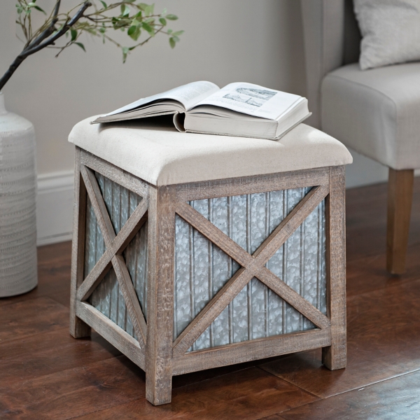 Galvanized Metal Cube Ottoman Kirklands