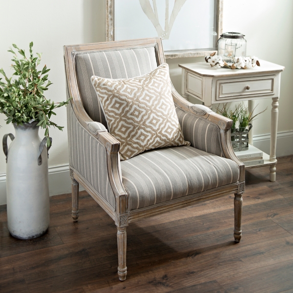 Mckenna Taupe Stripe Accent Chair Kirklands 