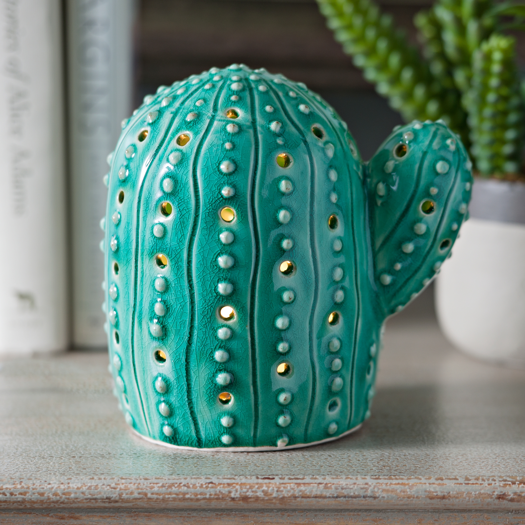 Green Cactus Tabletop Night Light Kirklands