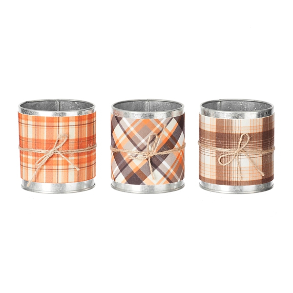 Galvanized Plaid Votive Candle Holders, Set of 3 Kirklands