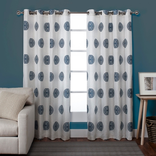 Blue Medallion Curtain Panel Set, 84 in. Kirklands