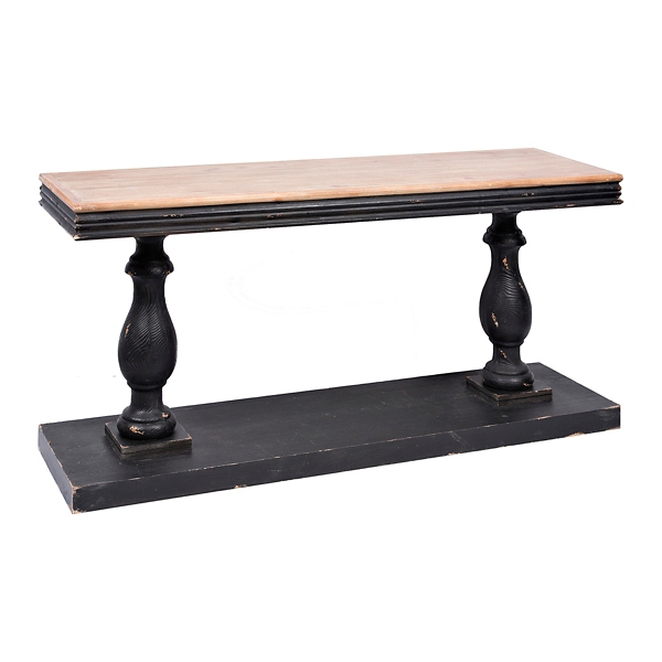 Distressed Black Double Pedestal Console Table | Kirklands