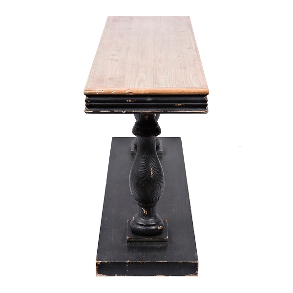 Distressed Black Double Pedestal Console Table | Kirklands