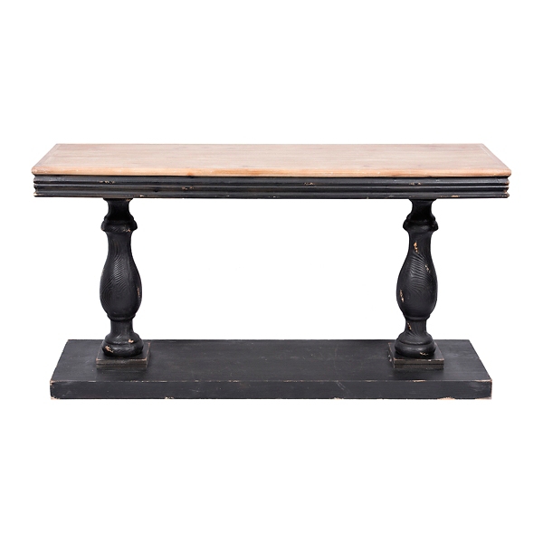 Distressed Black Double Pedestal Console Table | Kirklands