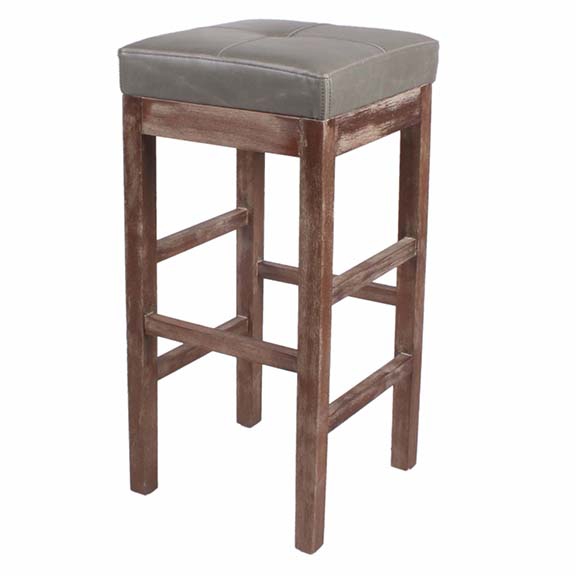 Stools | Bar Stools | Kirklands - Vintage Gray Bonded Leather Bar Stool