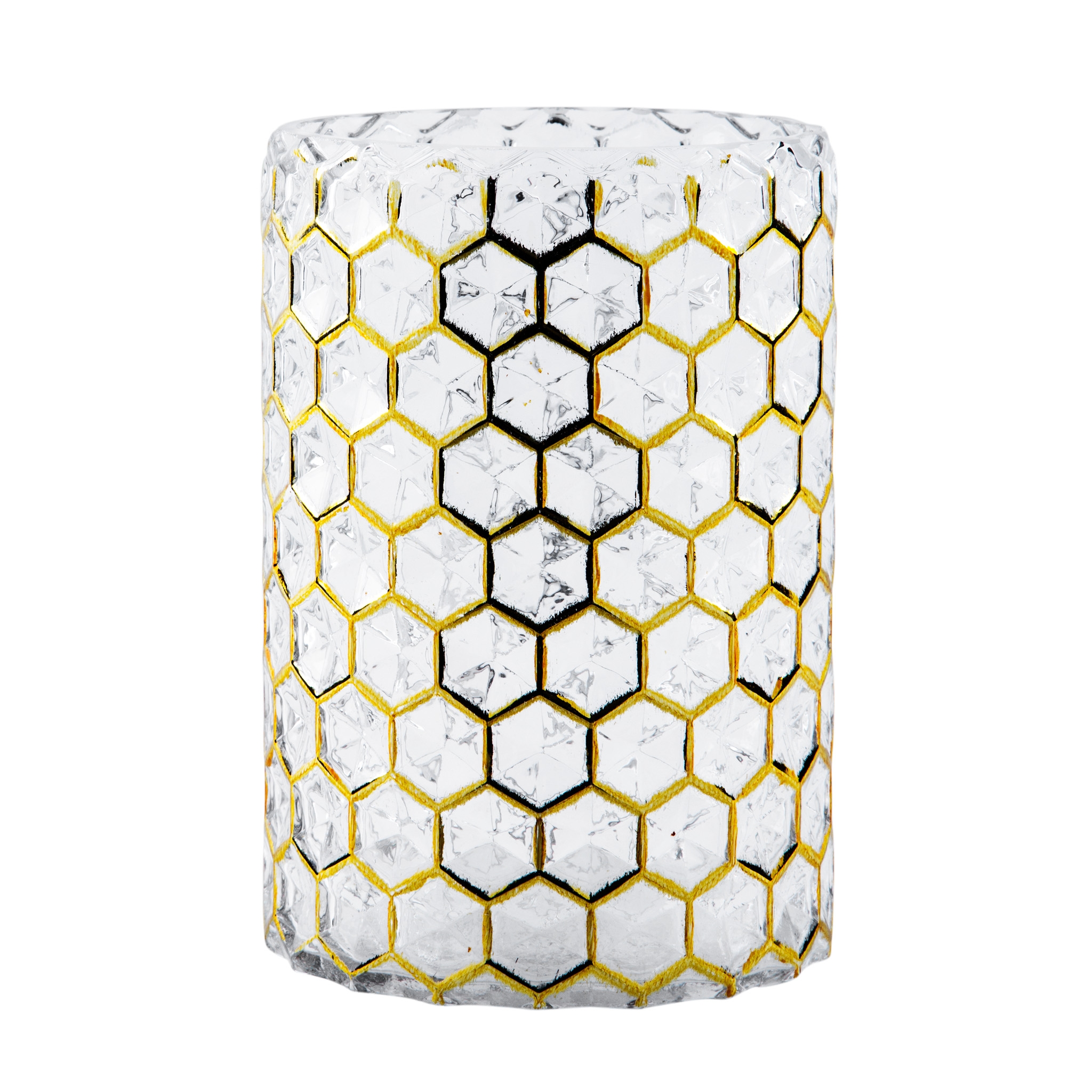 Gold Geometric Glass Hurricane, 7 in. Kirklands