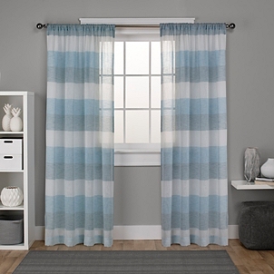Teal Bern Sheer Stripe Curtain Panel Set 84 In Kirklands