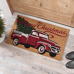Merry Christmas Truck Coir Doormat