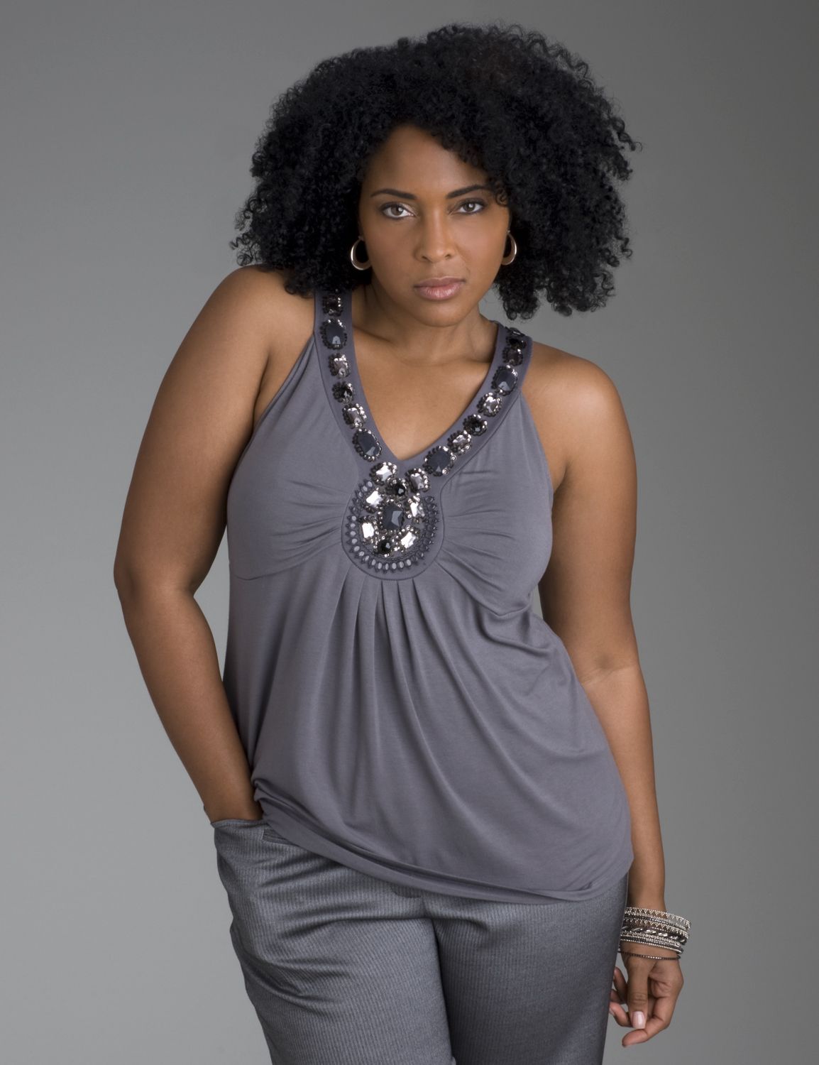 Bead embellished halter tank