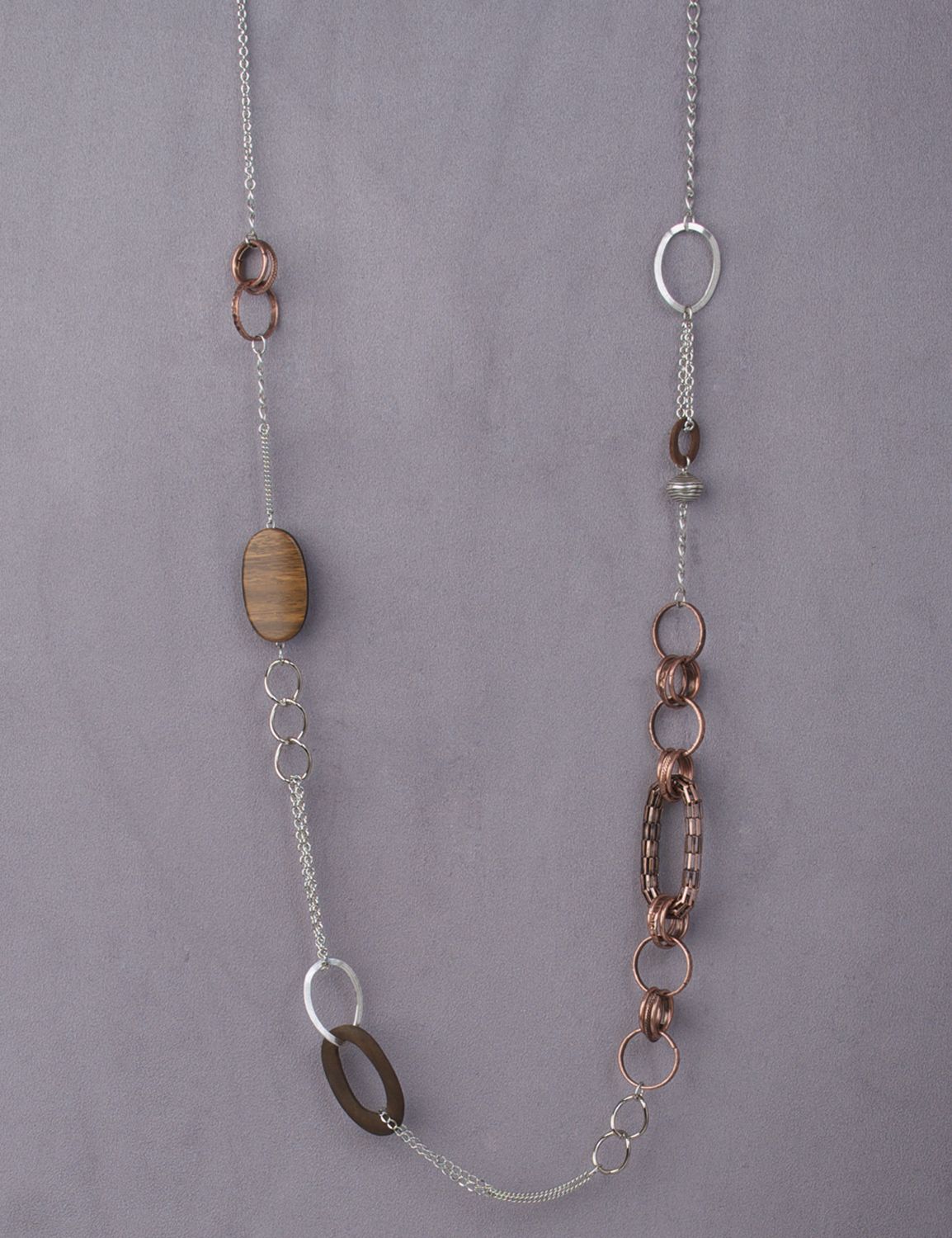 Copper mixed media necklace