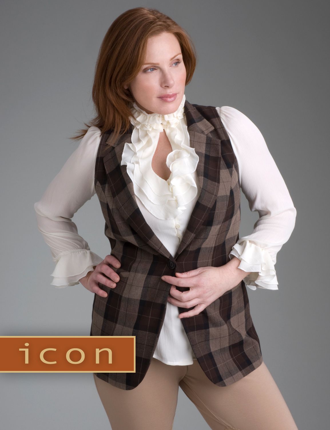 Plaid notch-neck vest from our Icon Collection::Outfits~~Icon