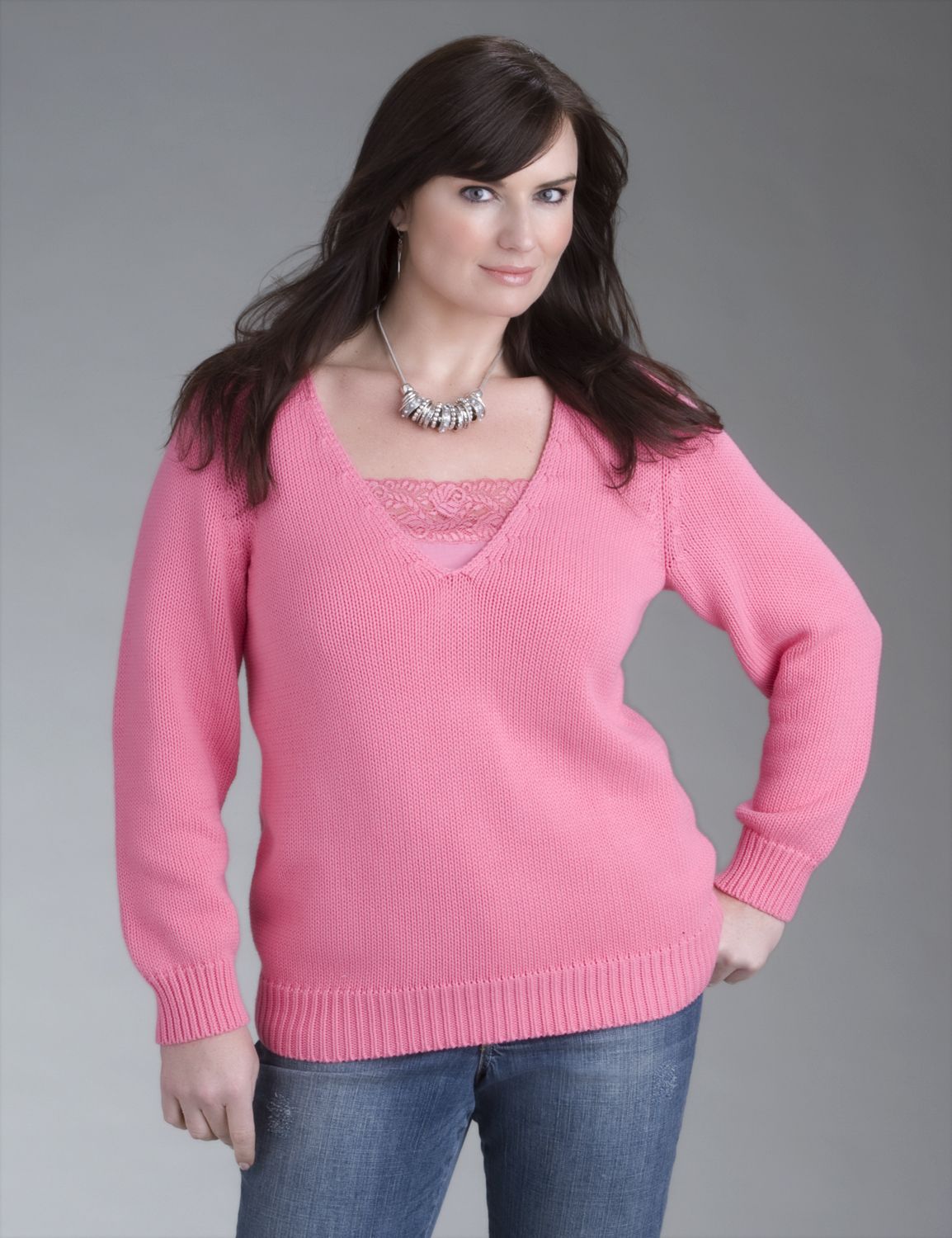 Deep V-neck sweater