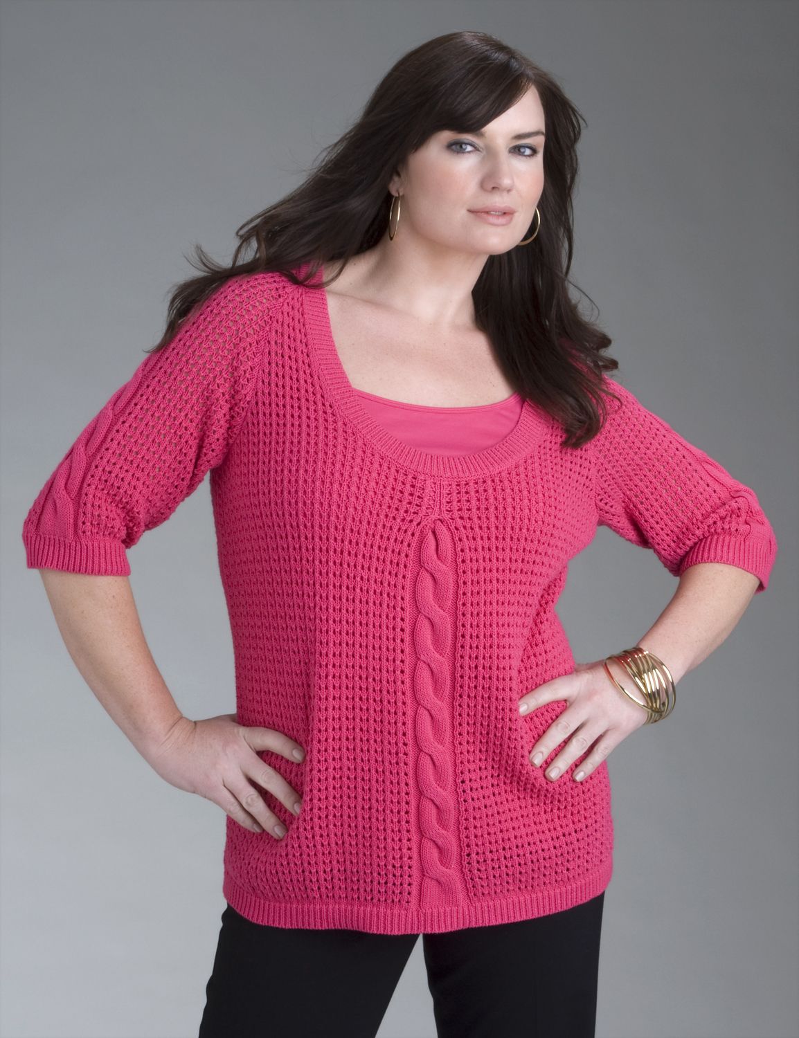 34 sleeve crochet sweater::sweaters
