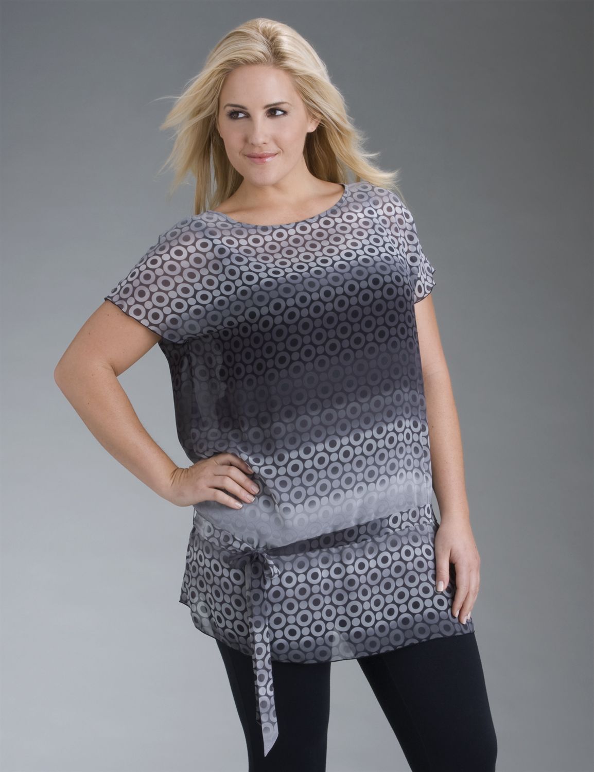 Drop waist printed sheer blouse::New Arrivals~~tops