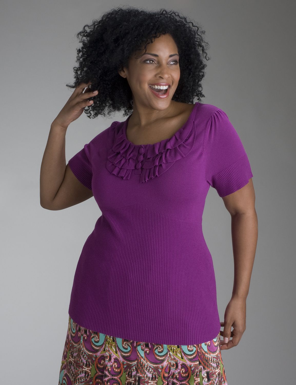 Tiered ruffled neck sweater