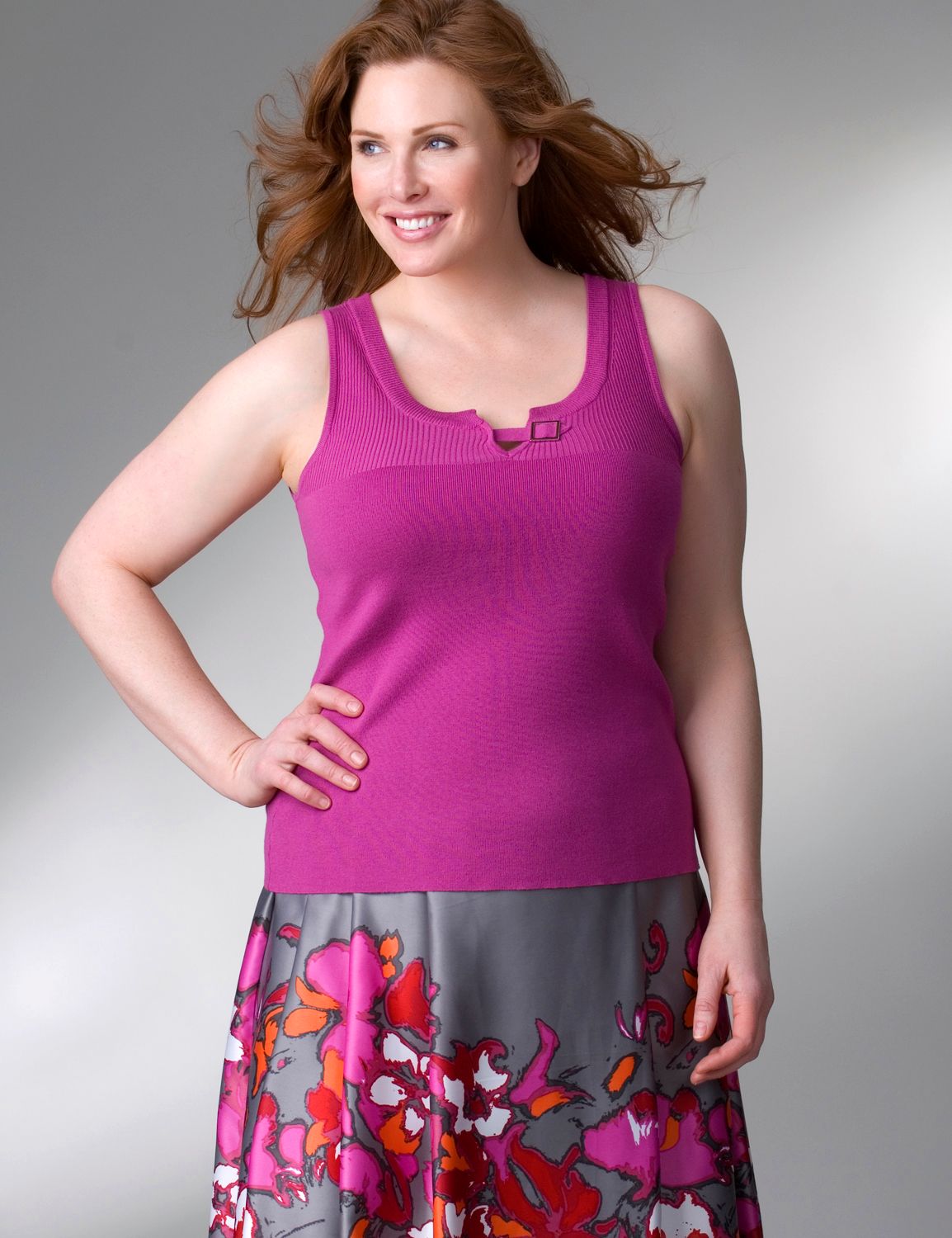 Buckle-trim knit shell