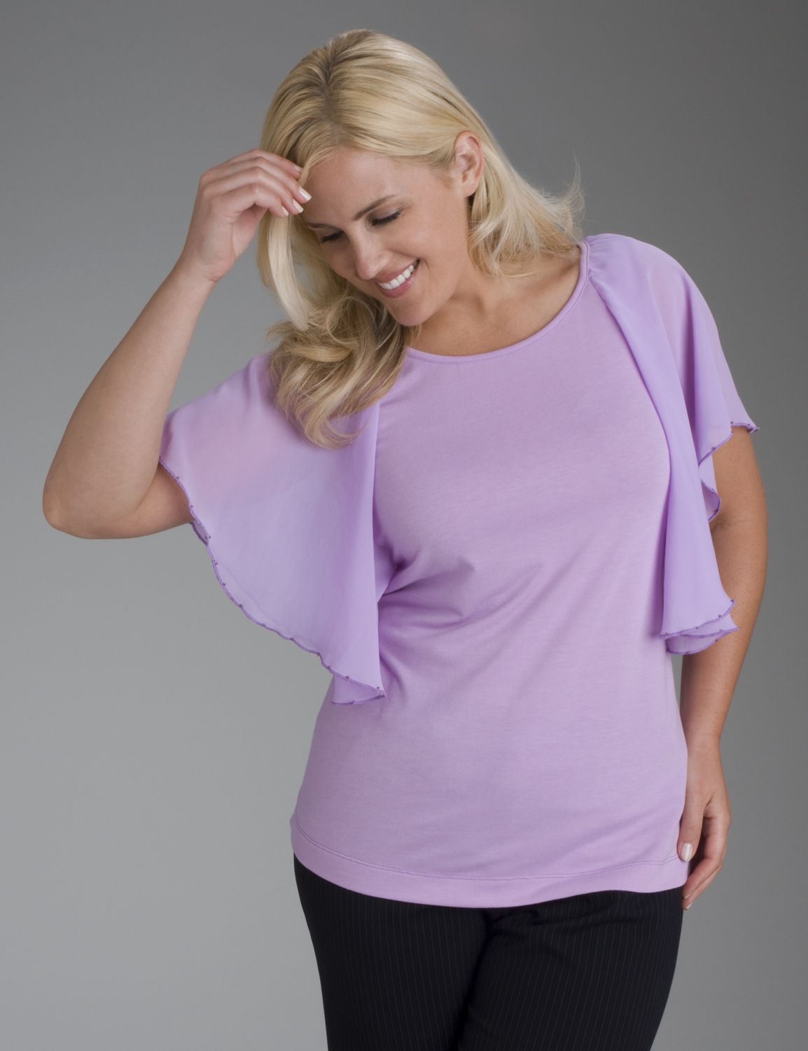 Beaded flutter sleeve top