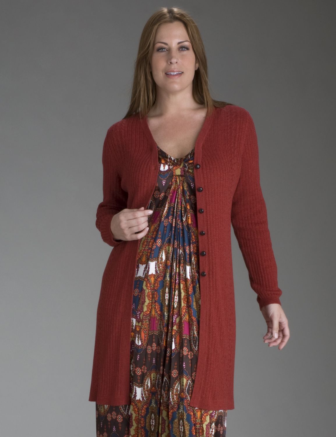 Cable knit cardigan sweater