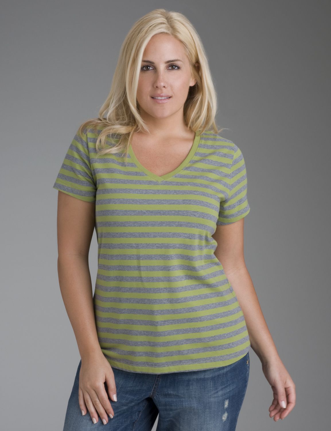 Stripe V-neck tee shirt