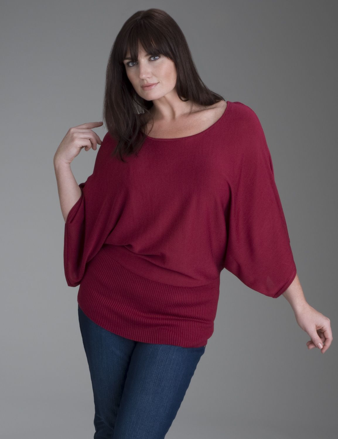 Boat neck kabuki sleeve sweater