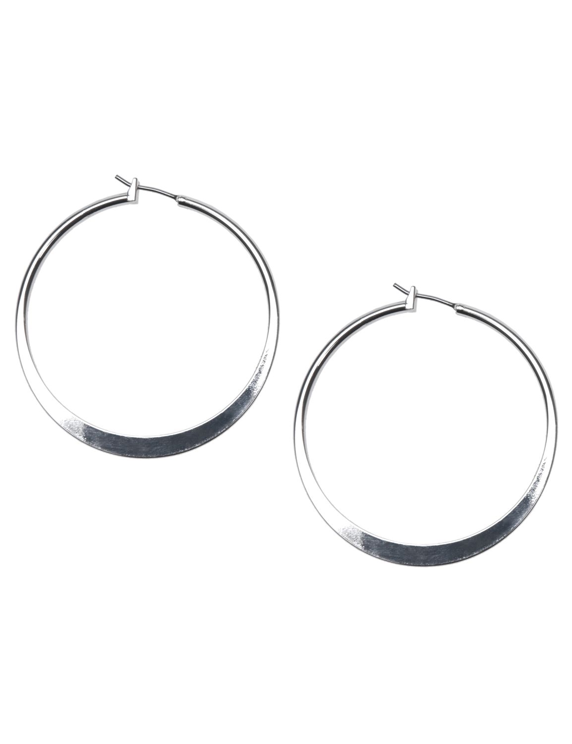 Medium silvertone flat hoop earrings::Jewelry~~earrings