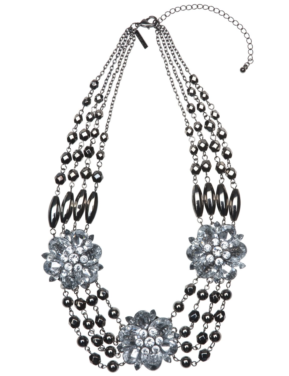 Floral pendant bib necklace::Jewelry