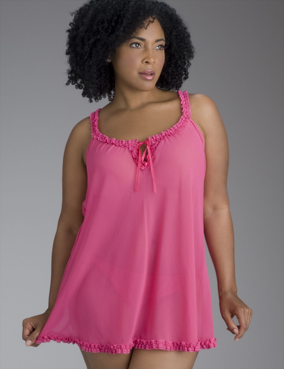 Ruffle trim slip::Sleepwear~~chemises & babydolls