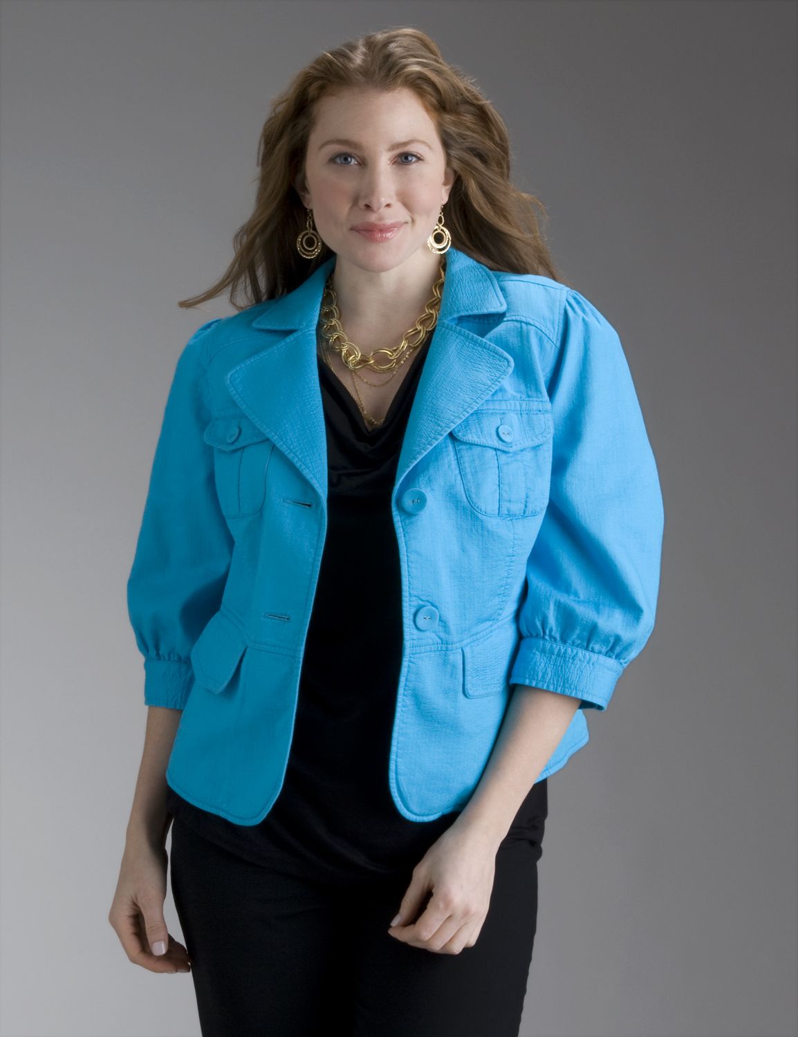 3/4 sleeve casual blazer