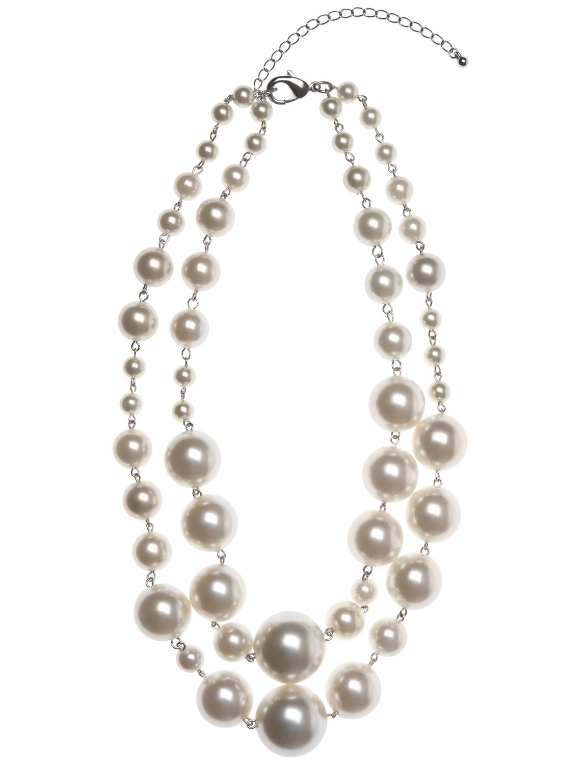 Double strand faux pearl necklace::New Arrivals~~jewelry