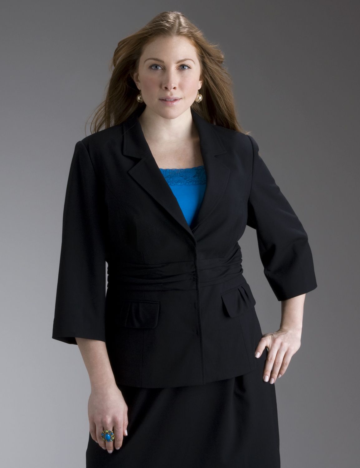 Ruched waist blazer plus size suits