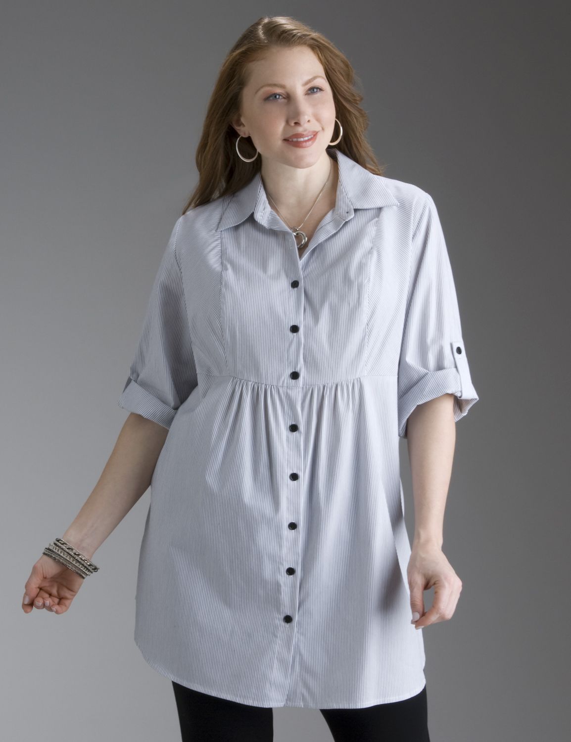 Empire waist pinstripe tunic