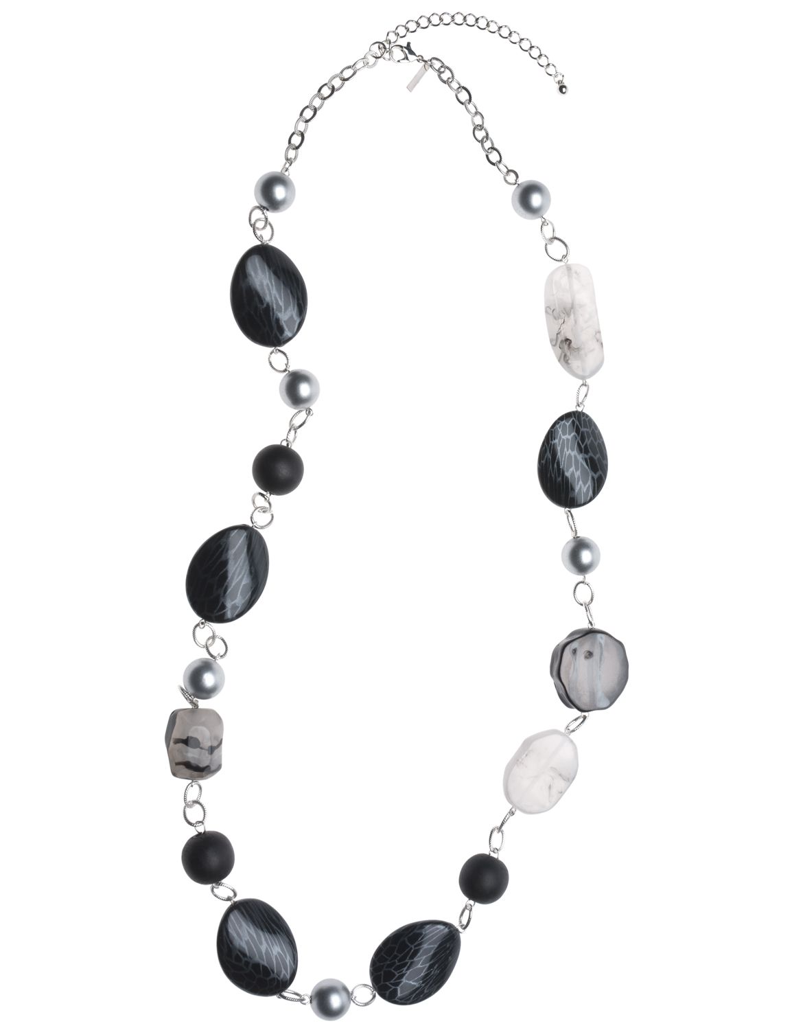 Long black and grey bead necklace::New Arrivals~~jewelry