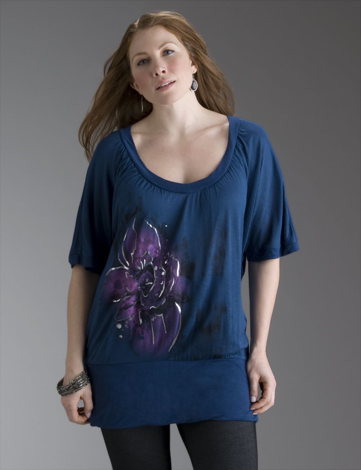 Lane Bryant Floral print drama top