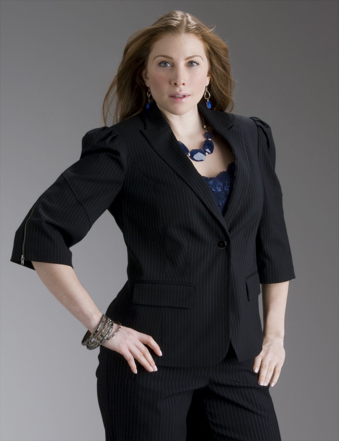 Lane Bryant 34 sleeve pinstripe blazer
