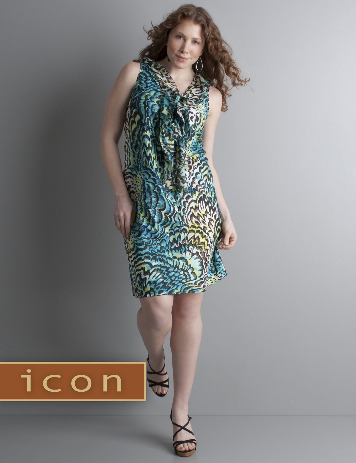 Lane Bryant Icon Collection animal print ruffle dress