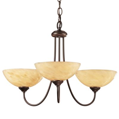 Simple Sweep Three Arms Glass Chandelier by Hubbardton Forge