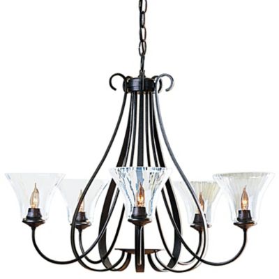 Sweeping Taper Five Arms Chandelier With Water Glass by Hubbardton Forge