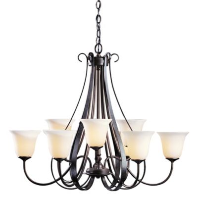 Sweeping Taper Nine Arms Glass Chandelier by Hubbardton Forge