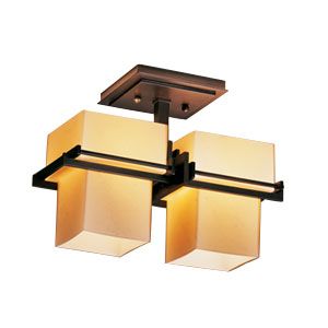 Kakomi Double Semi-Flushmount by Hubbardton Forge