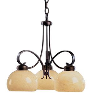 Pierced Taper Chandelier With Three Down Lights by Hubbardton Forge