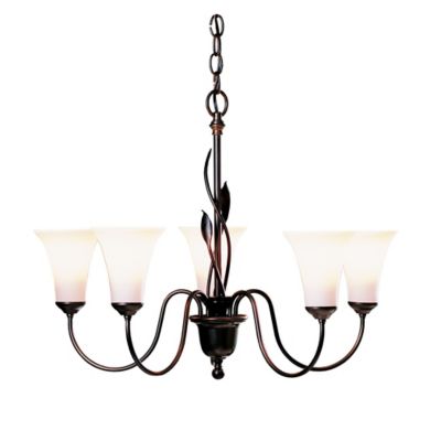 Forged Leaves Five Arms Glass Chandelier by Hubbardton Forge