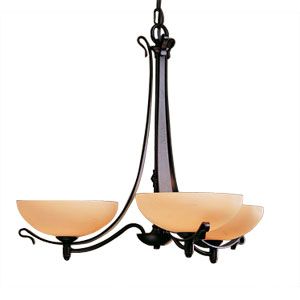 Aegis Three Arms Scroll Chandelier by Hubbardton Forge
