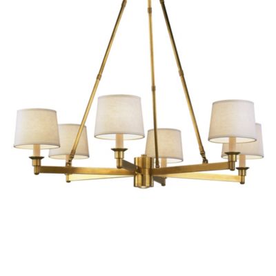 Uppark 6 Light Chandelier with Drum Shades by Robert Abbey