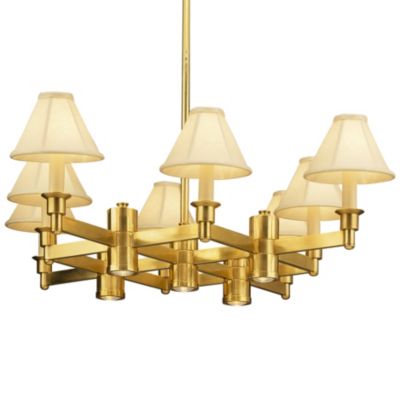 Uppark 8 Light Chandelier with Empire Shades by Robert Abbey