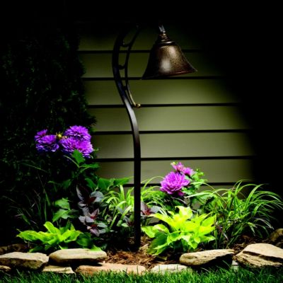 Intaglio Brass Crook Neck Path Light by Kichler