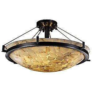 Alabaster Rocks Semi Flush Bowl with Ring by Justice Design