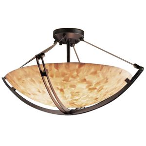Alabaster Rocks! Small Semi-Flush Bowl with Crossbar by Justice Design