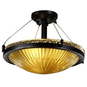 Veneto Luce Semi-Flush Bowl with Ring by Justice Design