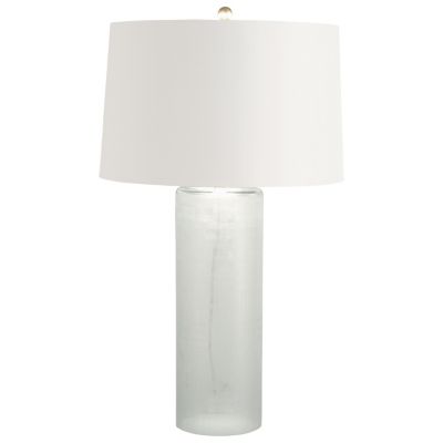 White Linen Etched Cylinder Glass Table Lamp by Arteriors