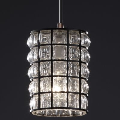 Wire Glass Clear Grid Mini Pendant by Justice Design
